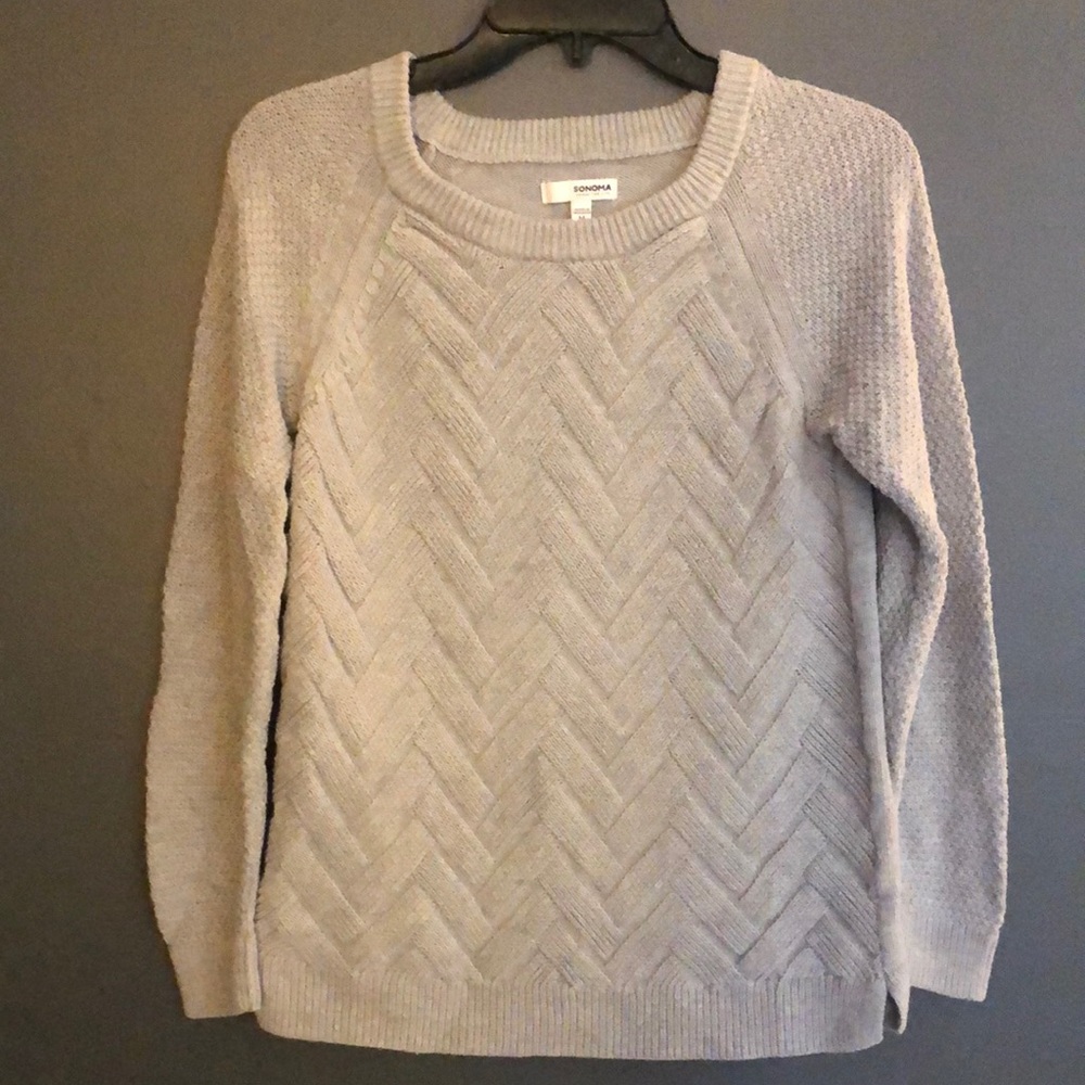 Sonoma Sweater Women’s Medium Gray Long Sleeve Herringbone Crewneck